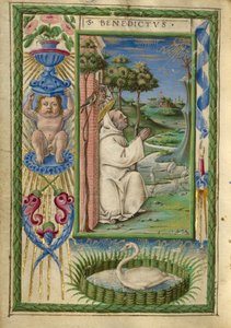 Sint Benedictus in Gebed door Taddeo Crivelli